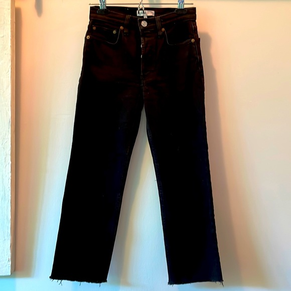 Re/Done Stove Pipe black cropped jean. Size 25 - Picture 1 of 4